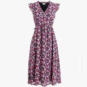 J Crew Factory Petite V-neck tiered midi dress-Size Petite 0